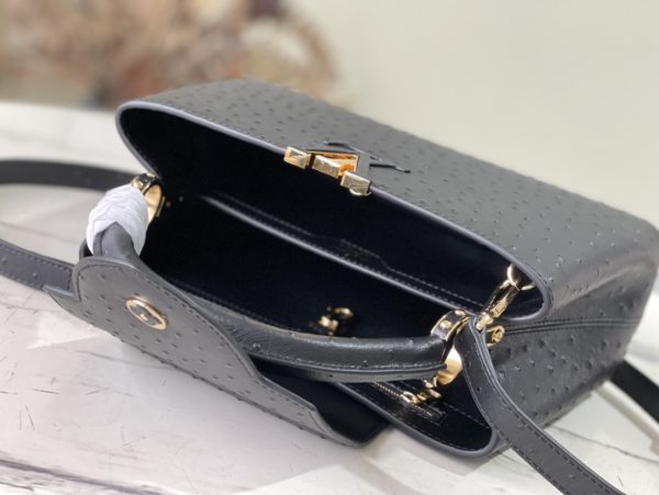 Louis Vuitton Medium Capucines Ostrich Leather Handbag - Black - Image 4