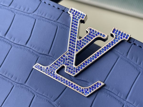 Louis Vuitton Crocodile Pattern Capucines Handbag - Misty Blue - Image 4