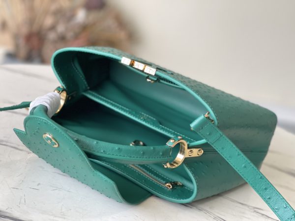 Louis Vuitton Medium Ostrich Leather Hand Bag - Green - Image 9