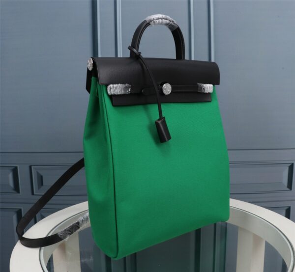 Hermes Herbag Rucksack Handbag - Emerald Green/Black - Image 5
