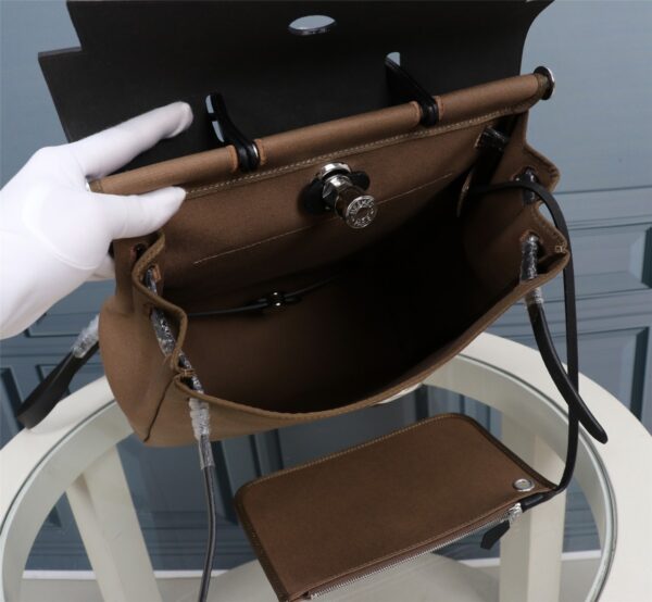 Hermes Herbag Rucksack Handbag - Elephant Grey/Black - Image 3