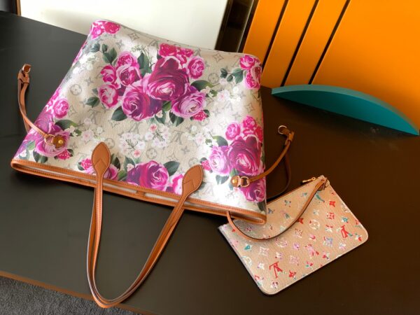 Louis Vuitton Neverfull Medium Handbag - Floral - Image 2