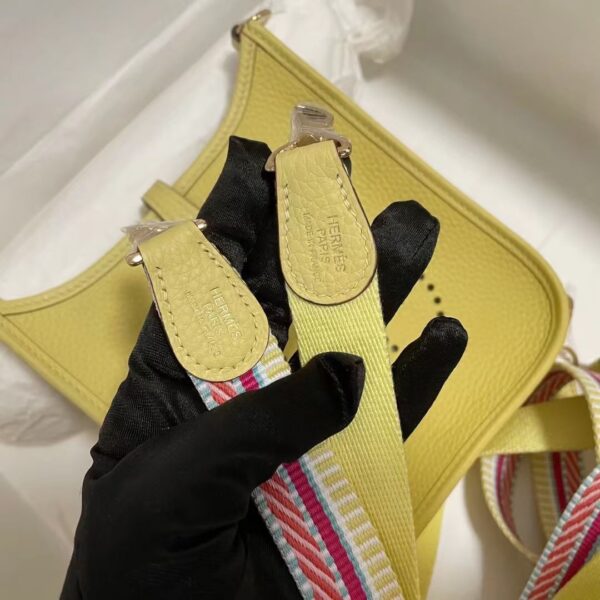 Hermes Evelyne Hollow H Letter Handbag - Light Yellow - Image 4