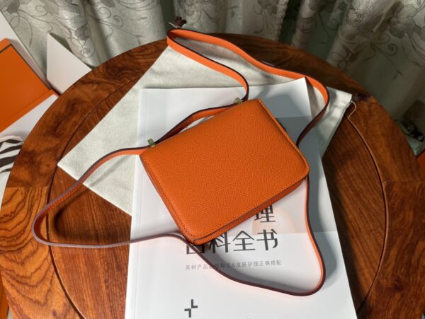 Hermes Kang Kangjia's Mini Handbag - Orange (Silver Buckle) - Image 5