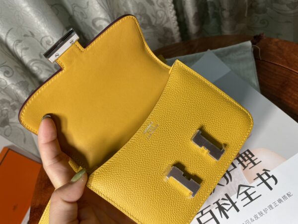 Hermes Kang Kangjia’s Mini Handbag – Yellow (Silver Buckle) - Image 4
