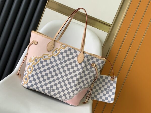 Louis Vuitton NEVERFULL Medium Handbag - White/Pink - Image 4