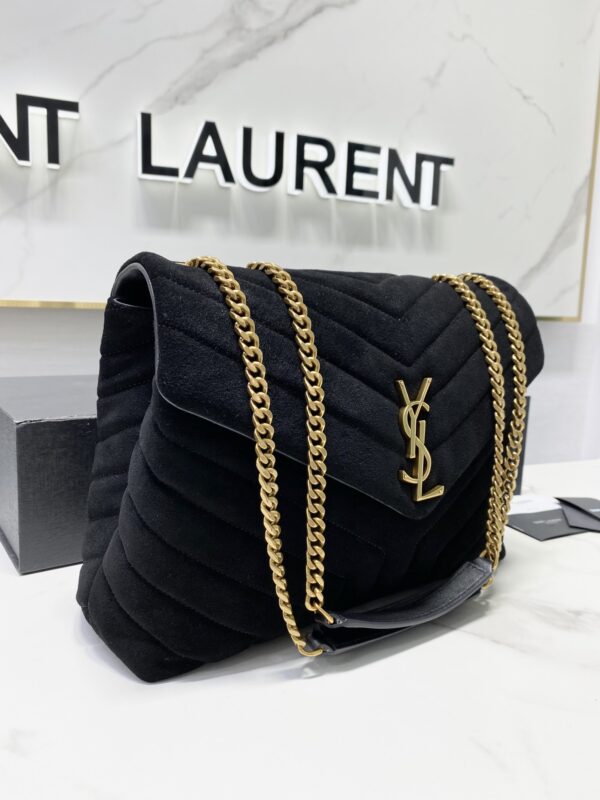 YSL LouLou Y-Shaped Large Shoulder Bag - Black - Image 2