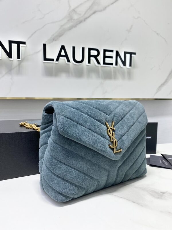 YSL LouLou Y-Shaped Medium Shoulder Bag - Blue - Image 5
