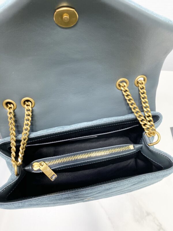 YSL LouLou Y-Shaped Medium Shoulder Bag - Blue - Image 3