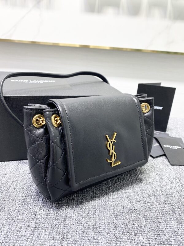 YSL Mini Nolita Imported Nappa Lambskin Bag - Black - Image 3