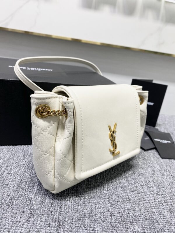 YSL Mini Nolita Imported Nappa Lambskin Bag - White - Image 4