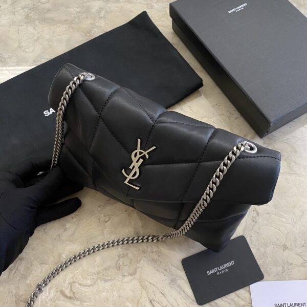 YSL Loulou Puffer Mini Bag – Black (Silver) - Image 3