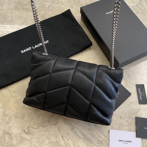 YSL Loulou Puffer Mini Bag – Black (Silver) - Image 4