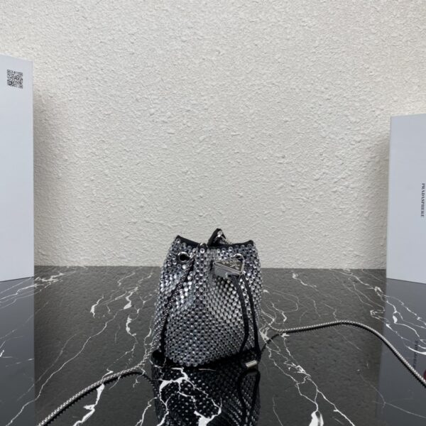 Prada Mini Necklace Crystal Bag - Silver - Image 4