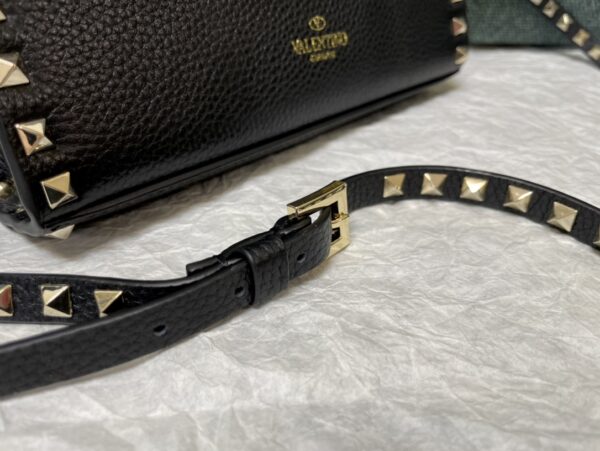 Valentino Falling Gold Studded Messenger Bag - Black - Image 2