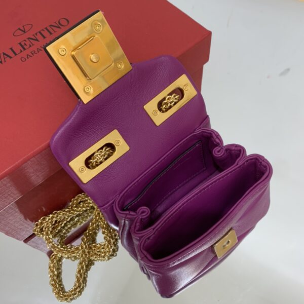 Valentino Garavani One Stud Soft Mini Chain Handbag - Purple - Image 3