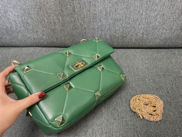 Valentino Enamel Small Stud Bag - Green - Image 4
