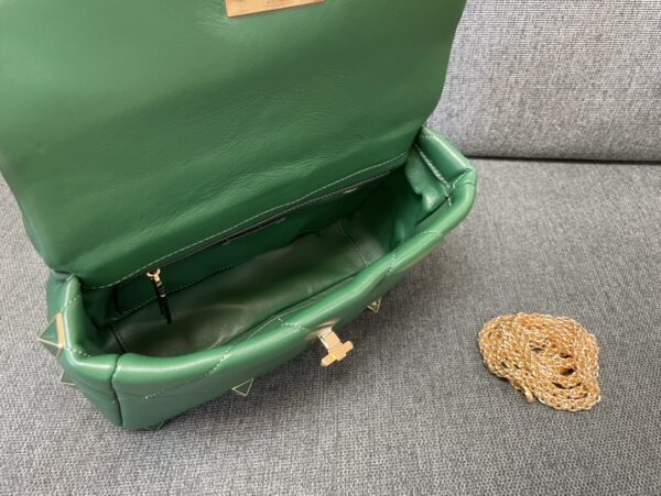 Valentino Enamel Small Stud Bag - Green - Image 3