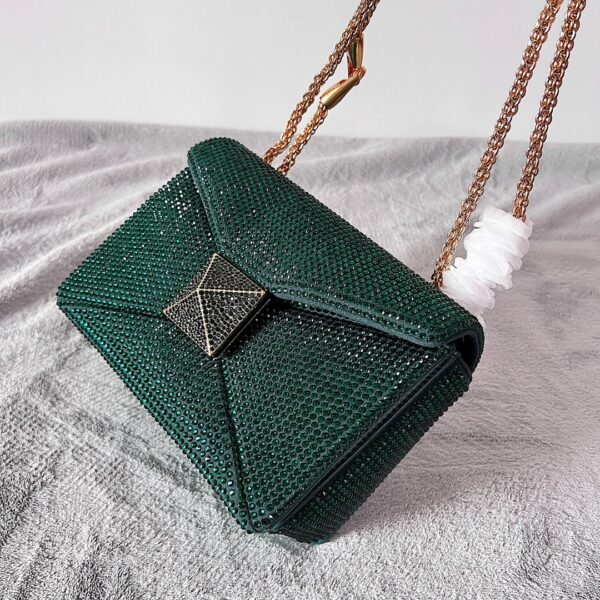 Valentino Garavani One Stud Crystal-embellished Shoulder Bag - Green - Image 2