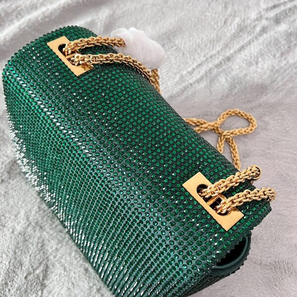 Valentino Garavani One Stud Crystal-embellished Shoulder Bag - Green - Image 4