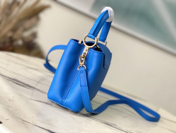 Louis Vuitton Capucines Taurillon Small Handbag - Blue Ostrich - Image 3